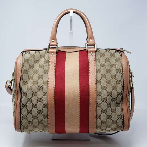 100% Auth Gucci Canvas Vintage Boston Satchel Bag - Picture 3 of 16